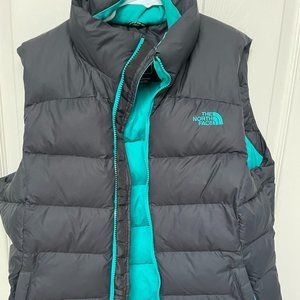 North Face Women's Down Vest 700 Black/Teal Size Large